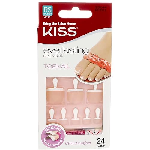 Kiss Everlasting French Toenail Kit Real Short 24 Nail (6 Pack)