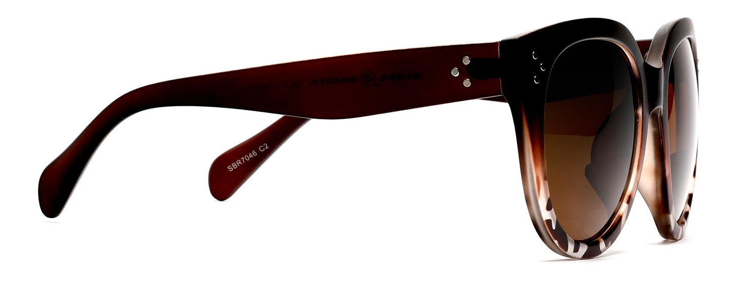 SAMBA SHADES Bifocal Sunglasses for Women Oversized Reading Round Sun Readers Matte Dark Brown 2.75 Power for Women