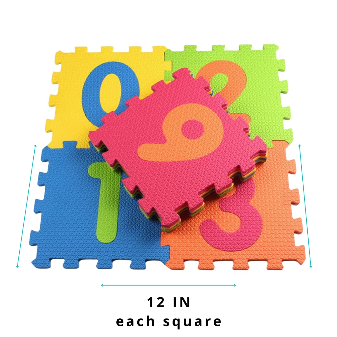 Little Fun Times Alphabet Play Mat – 60 PCS 12" EVA Foam Tiles, 71.5"x71.5" Interlocking Floor Puzzle with Letters, Numbers & Edges