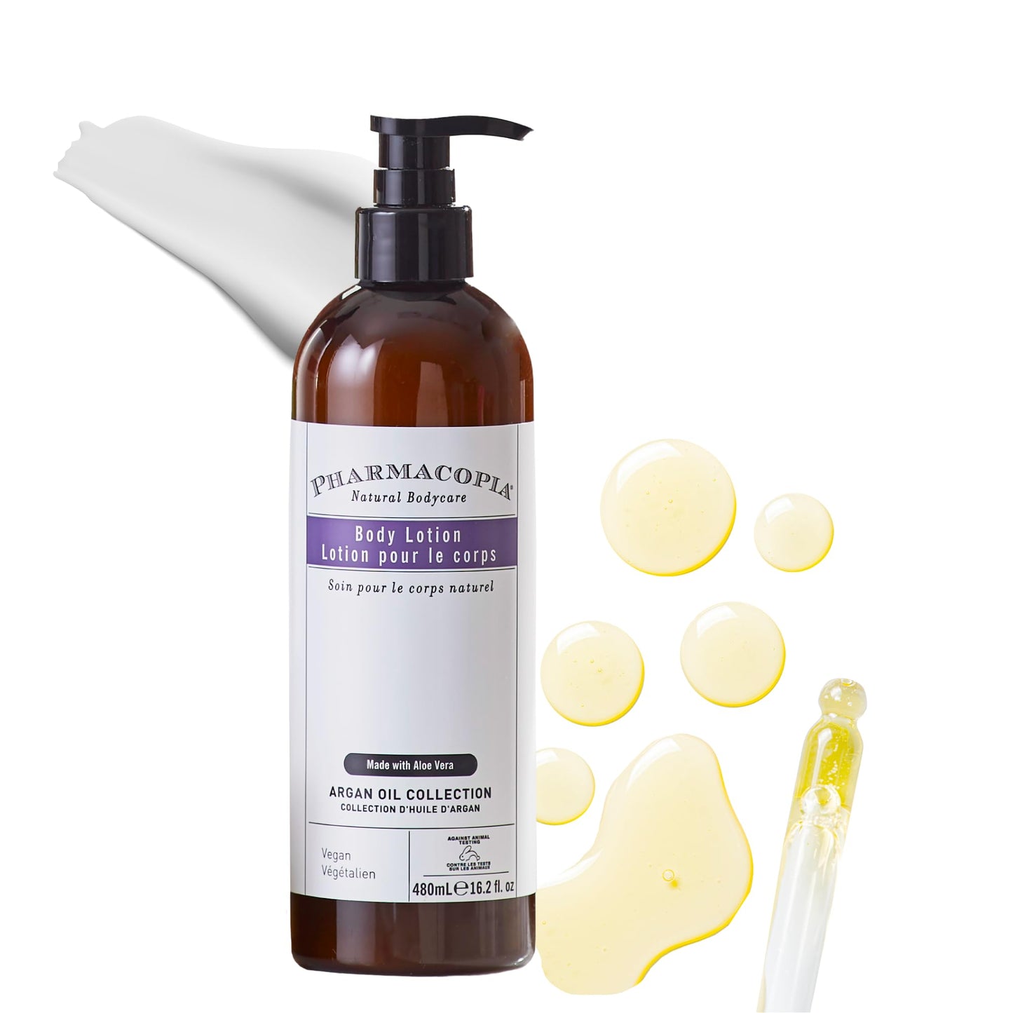 Pharmacopia Argan Oil Body Lotion 16.2 oz – Vegan Moisturizer for Dry Skin with Melon & Green Tea Essence, Natural & Cruelty-Free