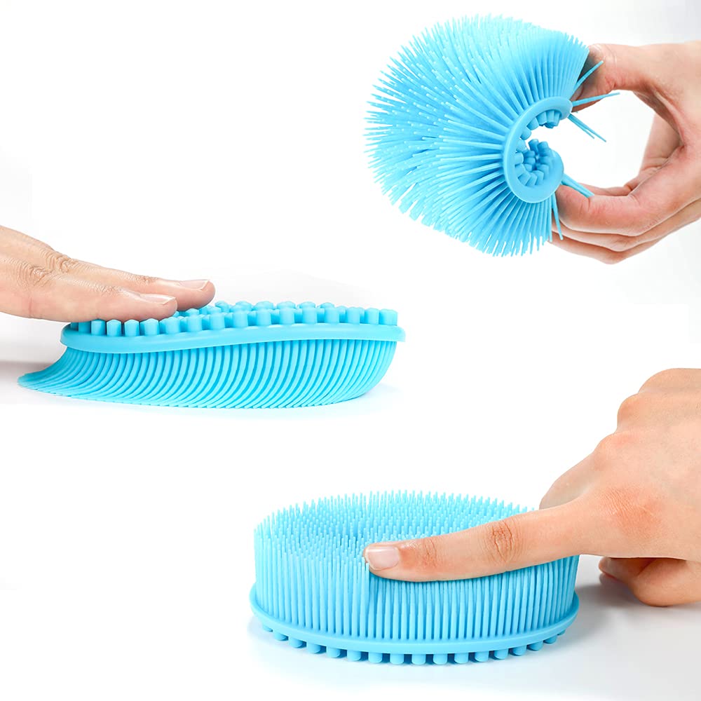 TDHDIKE Silicone Body Scrubber Loofah - Set of 3 Soft Exfoliating Body Bath Shower Scrubber Loofsh Brush for Sensitive Kids Women Men All Kinds