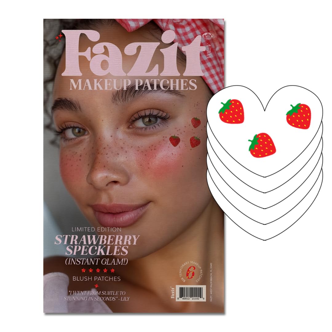 Fazit Makeup Patches - Strawberry Speckles - Glow Up Make-Up Patches - Cute Glitter Makeup Accessories for Women - Cosmetic Glitter for Face
