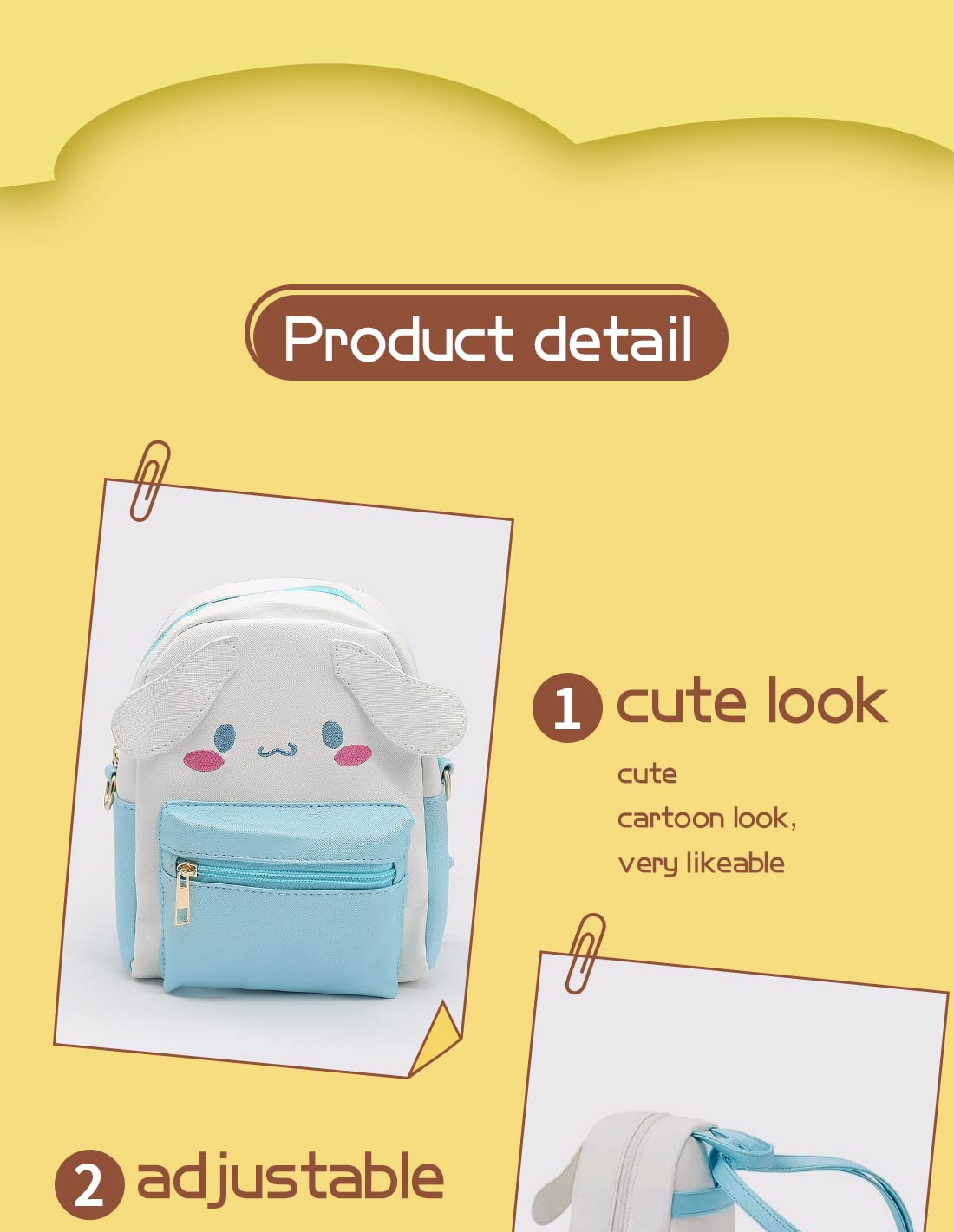 Shuyun Girls Anime Kawaii Mini Backpack + Keychain Anime Cosplay Back Pack Cute Doll Handbag Shoulder Bag(Blue)