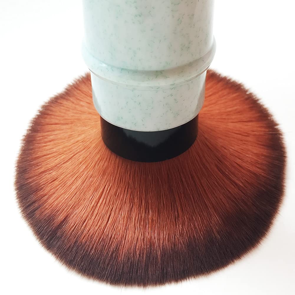 RN BEAUTY Retractable Kabuki Brushes Powder Foundation Blush Concealer Makeup Brush Portable With Cover - Green