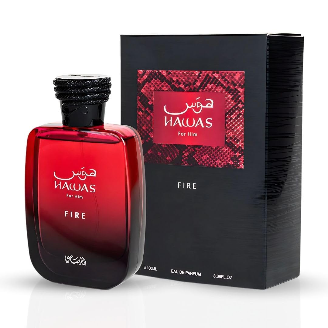 RASASI Hawas Fire Eau De Parfum Spray 100ML(3.4 Oz) - Bold Long Lasting Arabian Perfume For Men With A Fiery Essence - Indulge In A Luxurious Perfume
