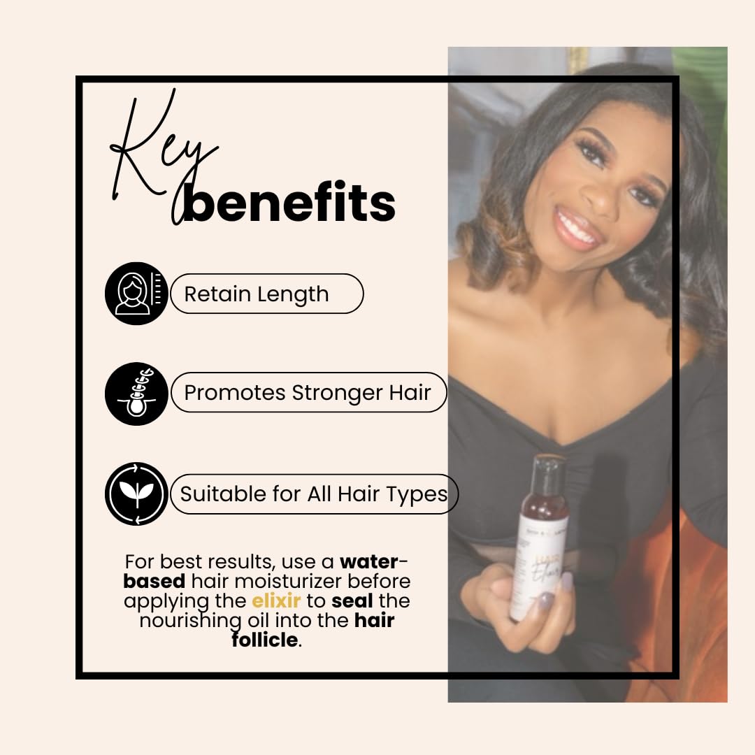 BASK & LATHER Elixir Hair Strengthening Oil, Jamaican Black Castor Oil, For Volume, Thickness, Detangle, De Frizz, Conditions New Hair Growth, 4 fl oz Beauty and Personal Care BASK & LATHER