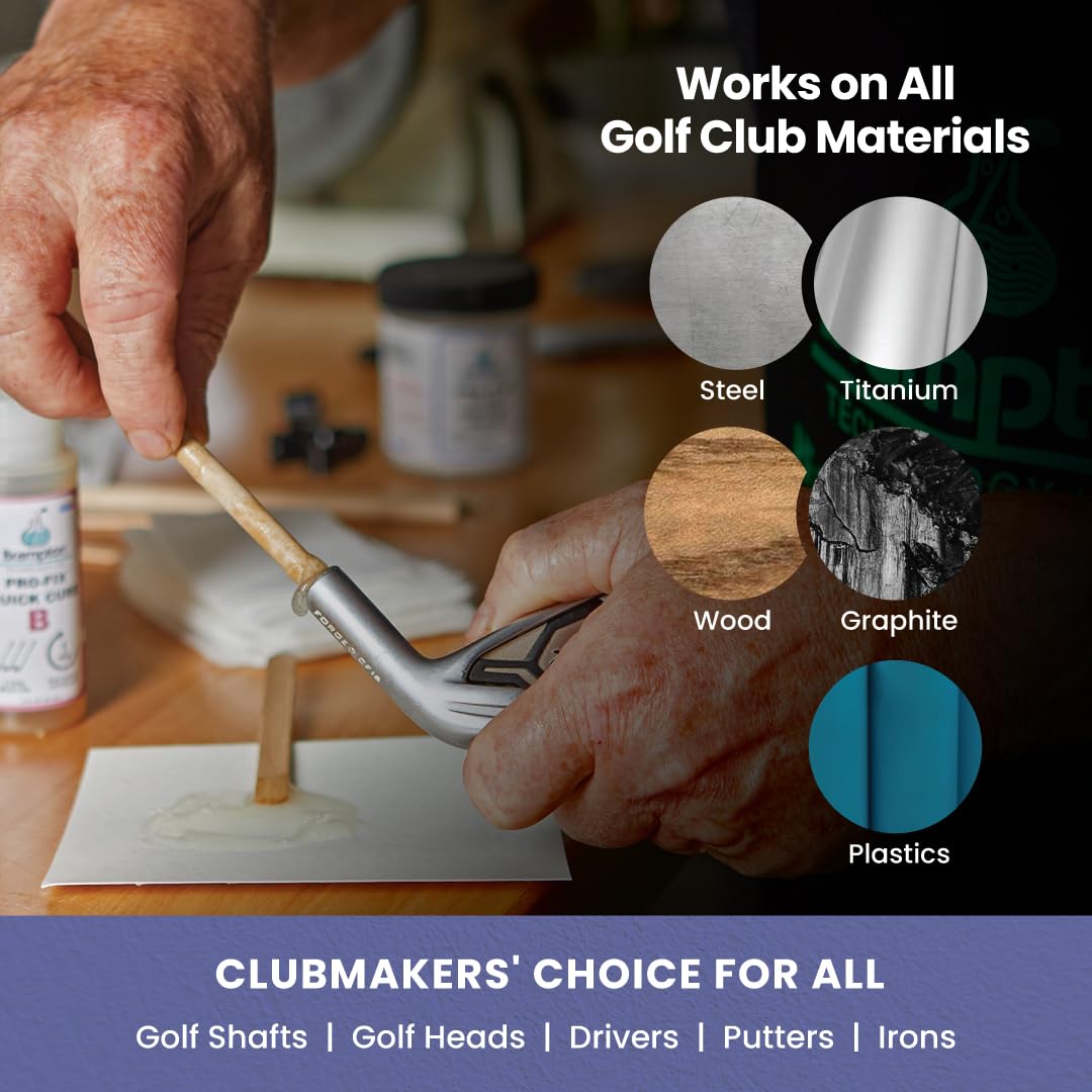 Brampton PRO-FIX Rapid Cure Golf Epoxy, 3-Min Work Life, 30-Min Repair, Impact Resistant, 2-Part Epoxy Glue Kit for Golf Clubs, Shafts, Heads…