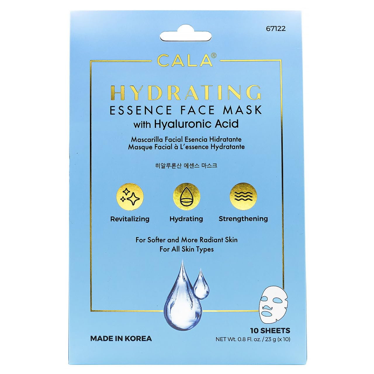 Cala Hydrating Essence Face Masks with Hyaluronic Acid - 10 Sheets Moisturizing Sheet Masks for Radiant, Plump Skin
