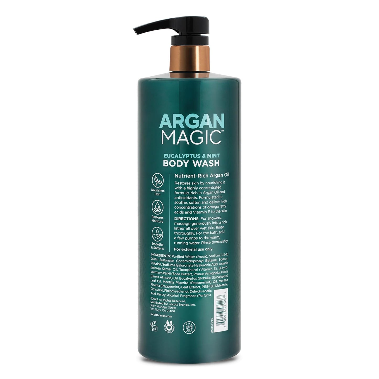 Argan Magic Eucalyptus & Mint Body Wash with Argan Oil - Cleanses, Hydrates & Invigorates with Refreshing Eucalyptus & Mint | Made in USA (32 Fl Oz)