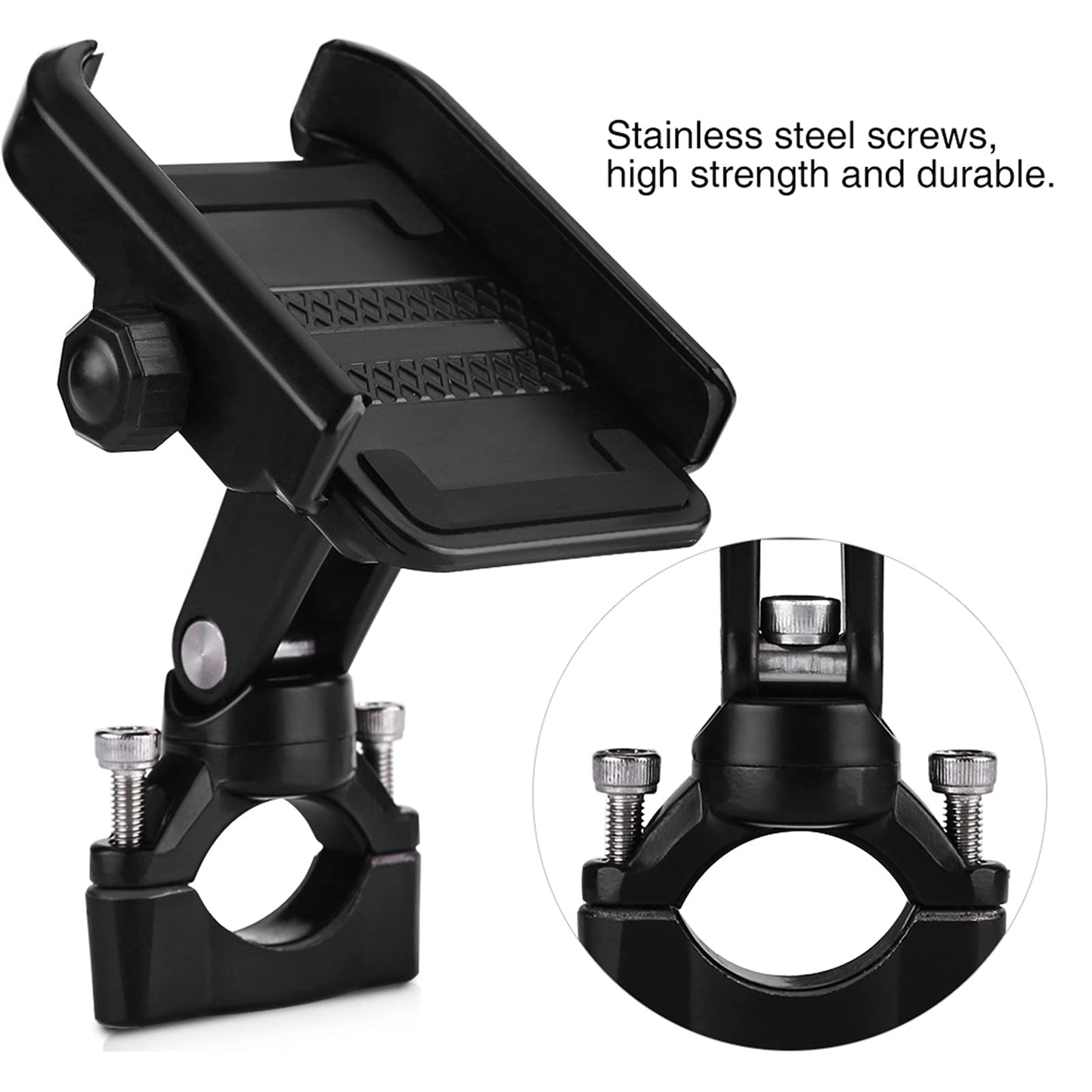 Keenso Motorcycle Cell Phone Mount Holder, Adjustable Universal Handlebar Phone Mount Holder Bracket for 4-6inch Mobile Phone Black