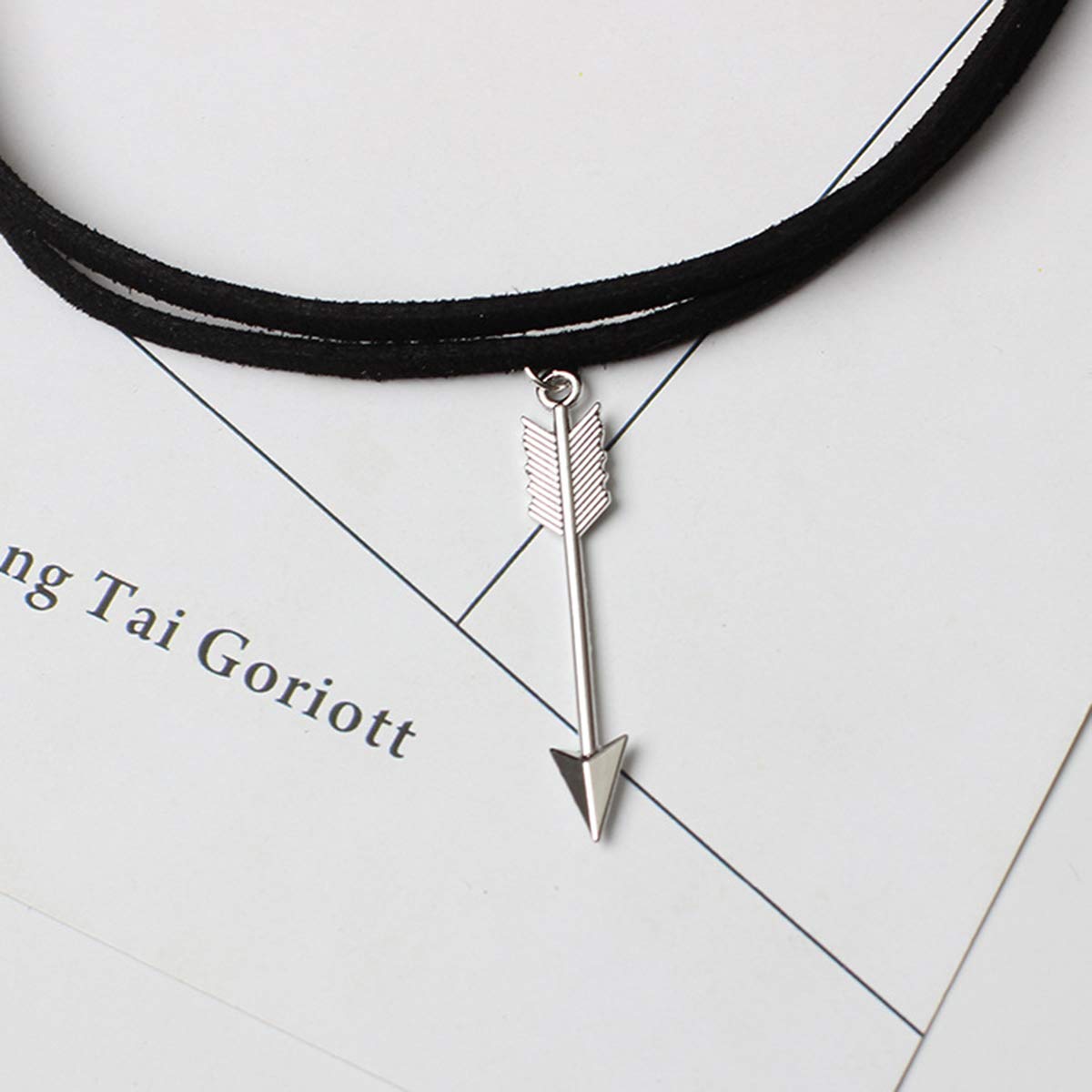 DoubleNine Arrow Pendant Choker Black Gothic Vengan Suede Necklace for Women