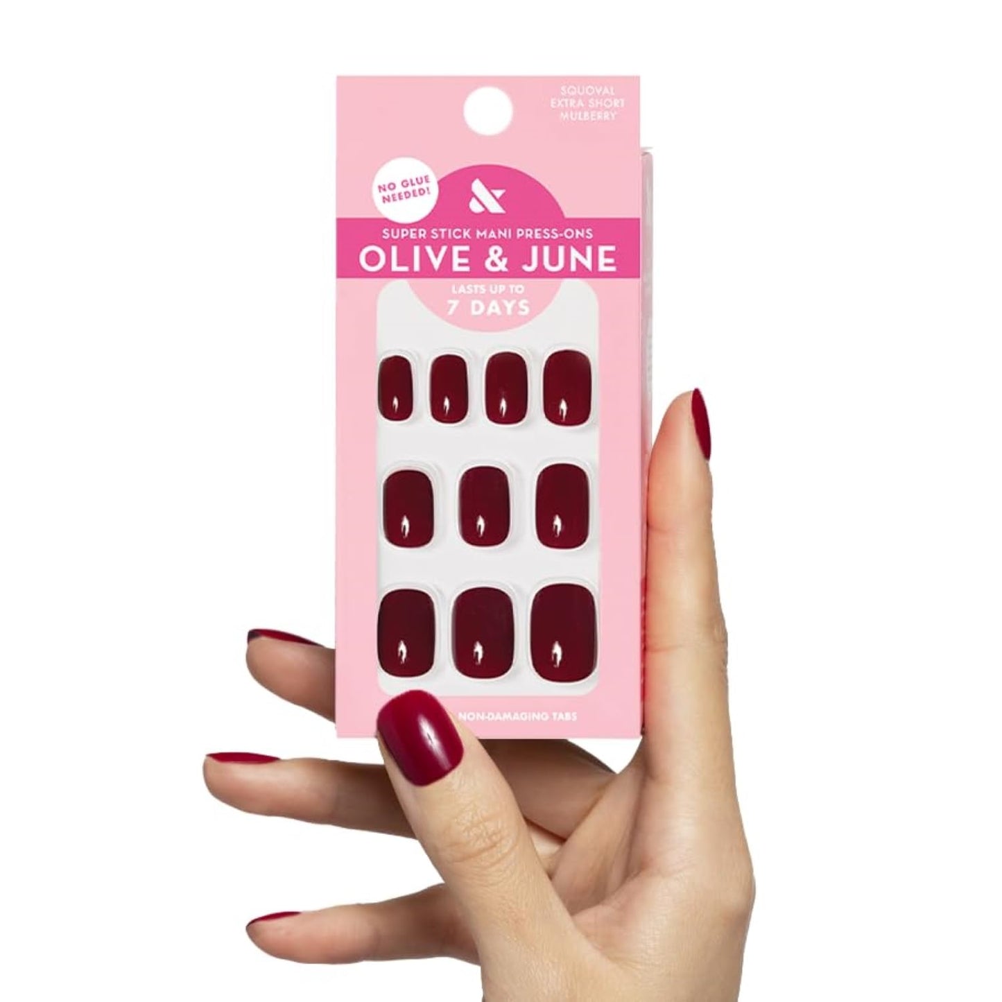 Olive & June Classic Super Stick Mani Press On Nails | No Glue Needed | 32 Tab Nails 16 Sizes | Non-Toxic Tabs Easy On-Off Non-Damaging Realist Look Beauty & Personal Care Olive & June