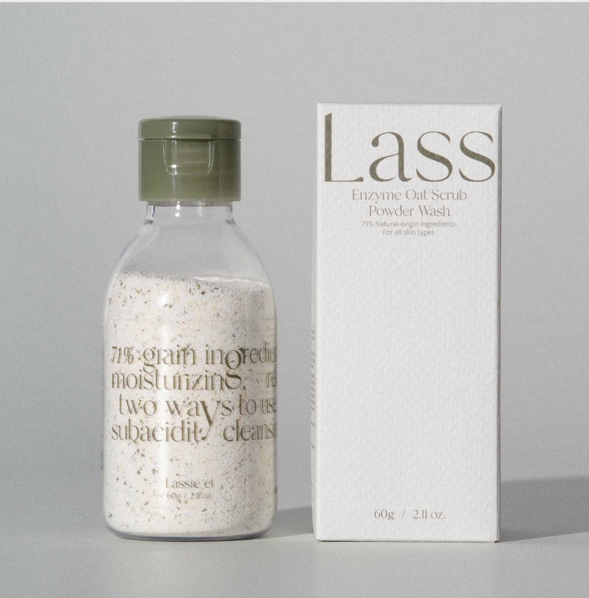 Lassie'el Enzyme Oat Scrub Powder Wash 50g / deep-cleansing Enzyme Wash / Made with EWG green grade ingredients