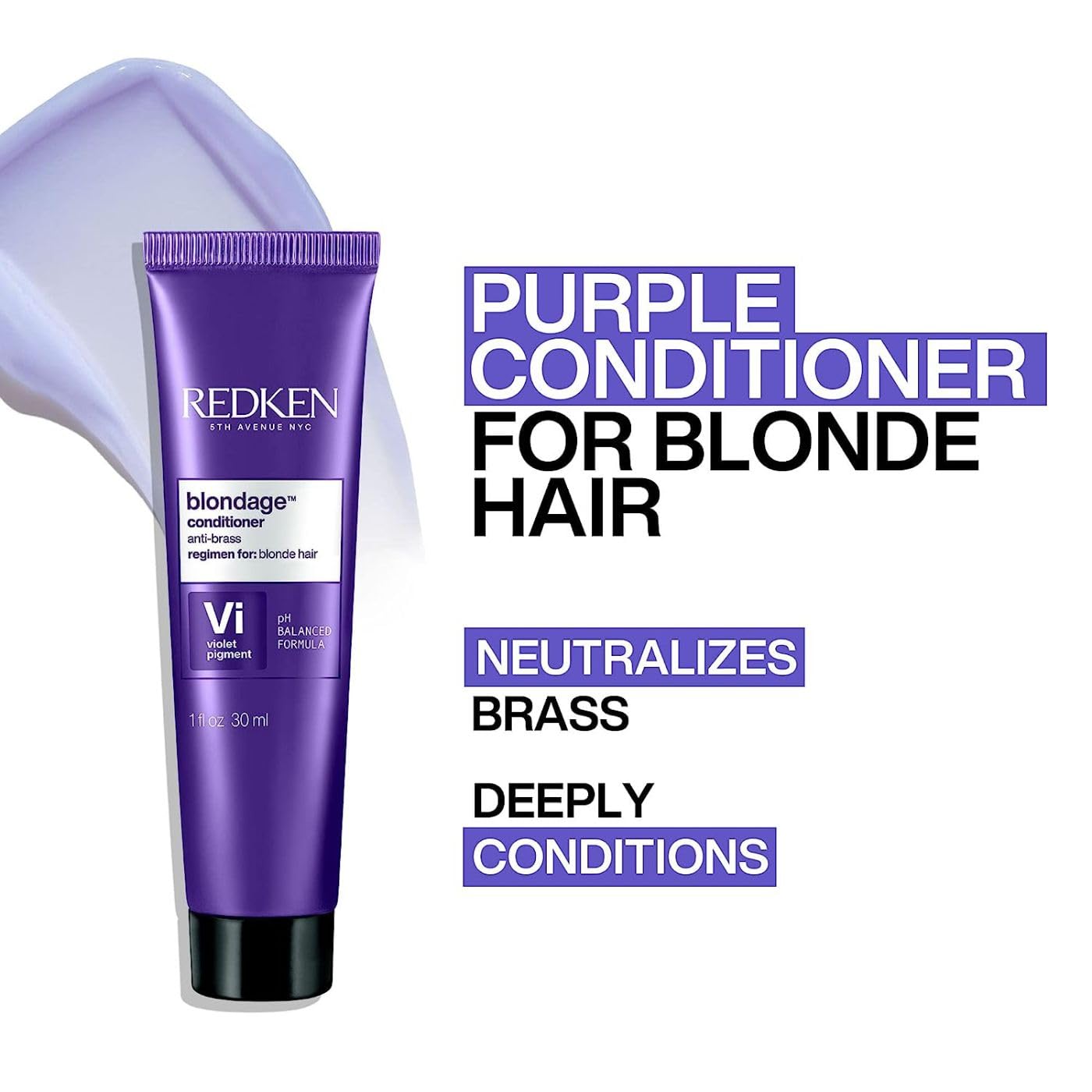 Redken Color Extend Blondage Color Depositing Purple Conditioner | Hair Toner For Blonde Hair | Neutralizes Brass & Moisturizes Hair | With Pure