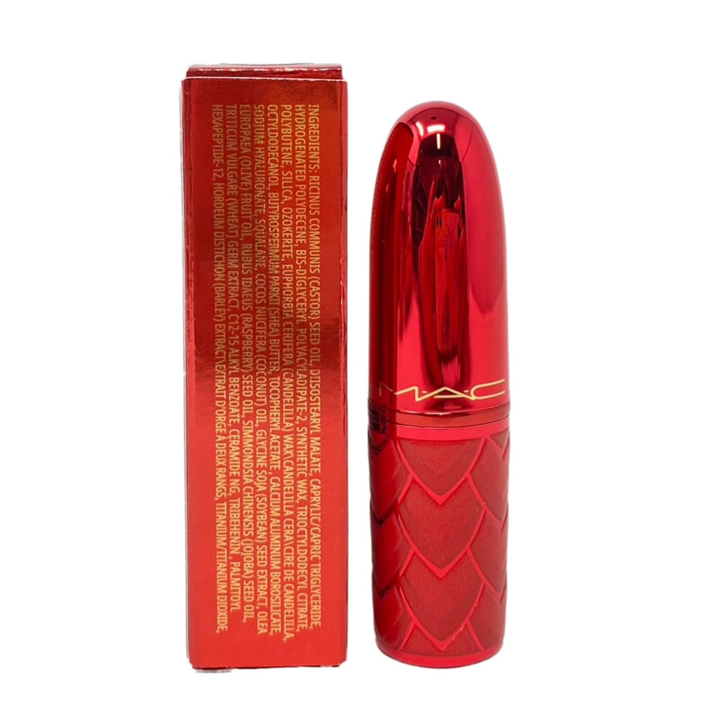 MAC Cosmetics Lovestruck Luck Collection Lustreglass Lipstick - Powerfully Potent (Deep Red) - 0.1 oz / 3 g