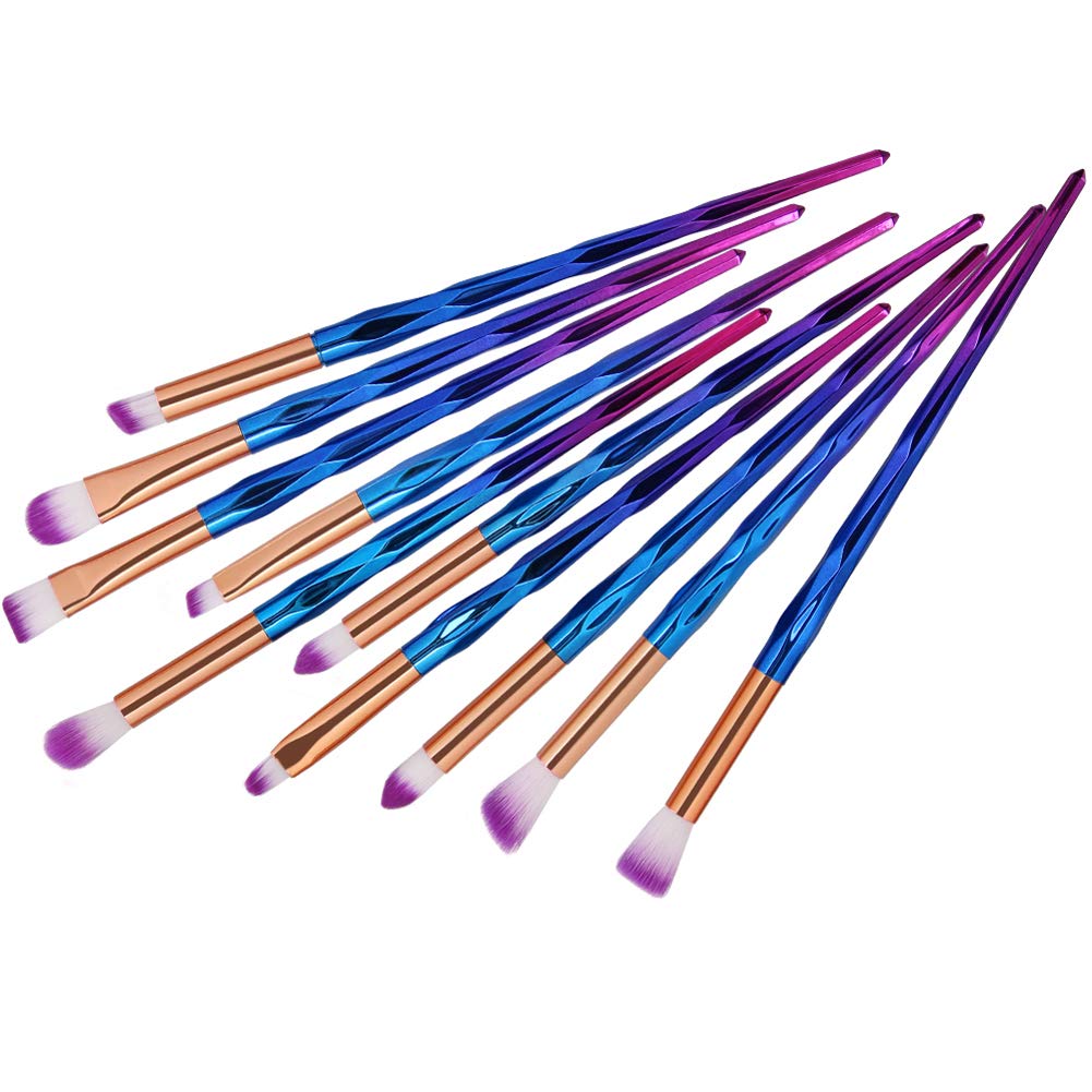 MIPPER 10pcs Diamond Handle Eye Makeup Brushes?Eyebrow Eye shadow Eyeliner Nasal shadow Cosmetics Brush Tool (purple)