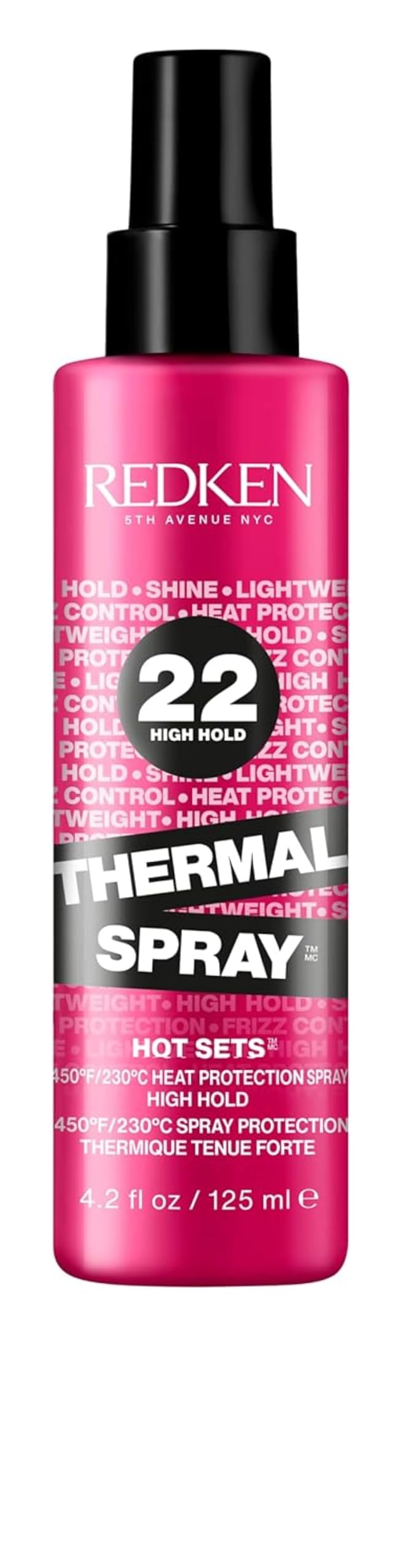 Redken Thermal Spray 22 – High Hold Heat Protectant & Setting Mist for Curling & Flat Irons, Long-Lasting Frizz Control & Damage Protection