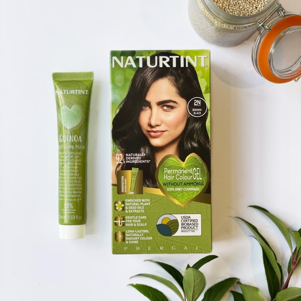 Naturtint 2N Brown Black Permanent Hair Color (Pack of 1), Ammonia Free, Vegan, Cruelty Free, up to 100% Gray Coverage, Long Lasting Results