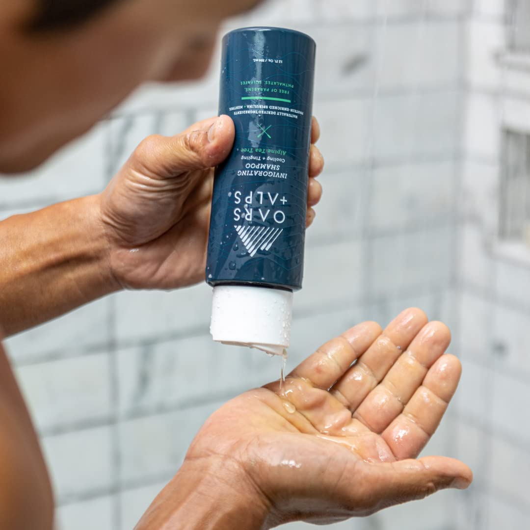 Oars + Alps Men's Sulfate Free Hair Shampoo, Conditioner, and Body Wash Kit, Moisturizing Skin Care Infused with Witch Hazel and Tea Tree Oil, Alpine