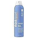 Thinksport SPF 50+ Mineral Sunscreen Spray, All Sheer, 6 Fl Oz - Natural, Water Resistant Body Sun Protection, Vegan & Reef Safe