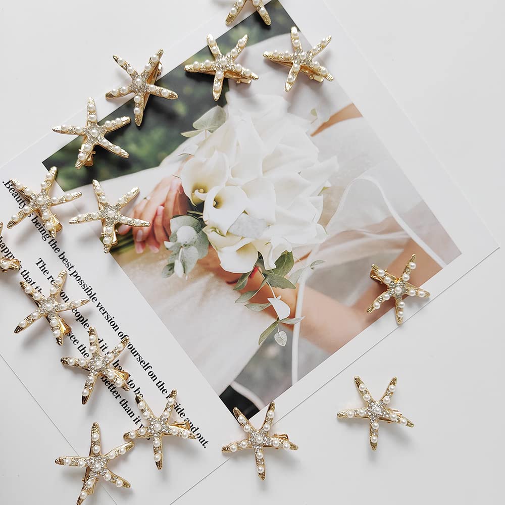Starfish Hair Clip Star Hair Pins Mermaid Hair Accessories for Hair Barrettes Wedding Bridal Girls Women (Style1-15Pcs)