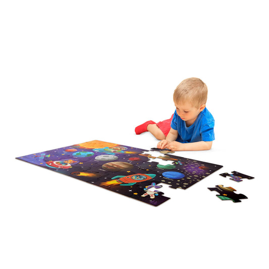 B. toys Solar System Floor Puzzle – 48 Piece Space Jigsaw with Planets, Astronauts & Rockets – Educational Puzzle for Kids Ages 3+