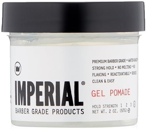 Imperial Barber Grade Products | Gel Pomade, 2 oz | TSA Approved | Travel Sized | Strong Hold | High Shine | Water-Based | Easy to Wash Out | Heat
