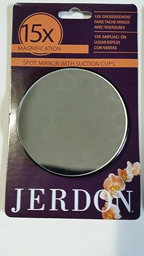 JERDON 3” Makeup Mirror with 15X Magnification - Black Frame - Suction Cups for Wall Mounting - Portable and Fits Easily in Purse for Travel - Model