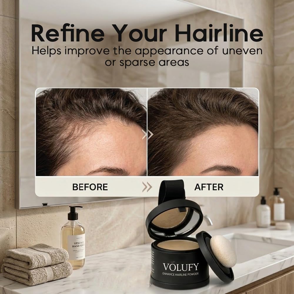 VOLUFY Dark Grey Hairline Powder, Hair Fiber & Root Coverage