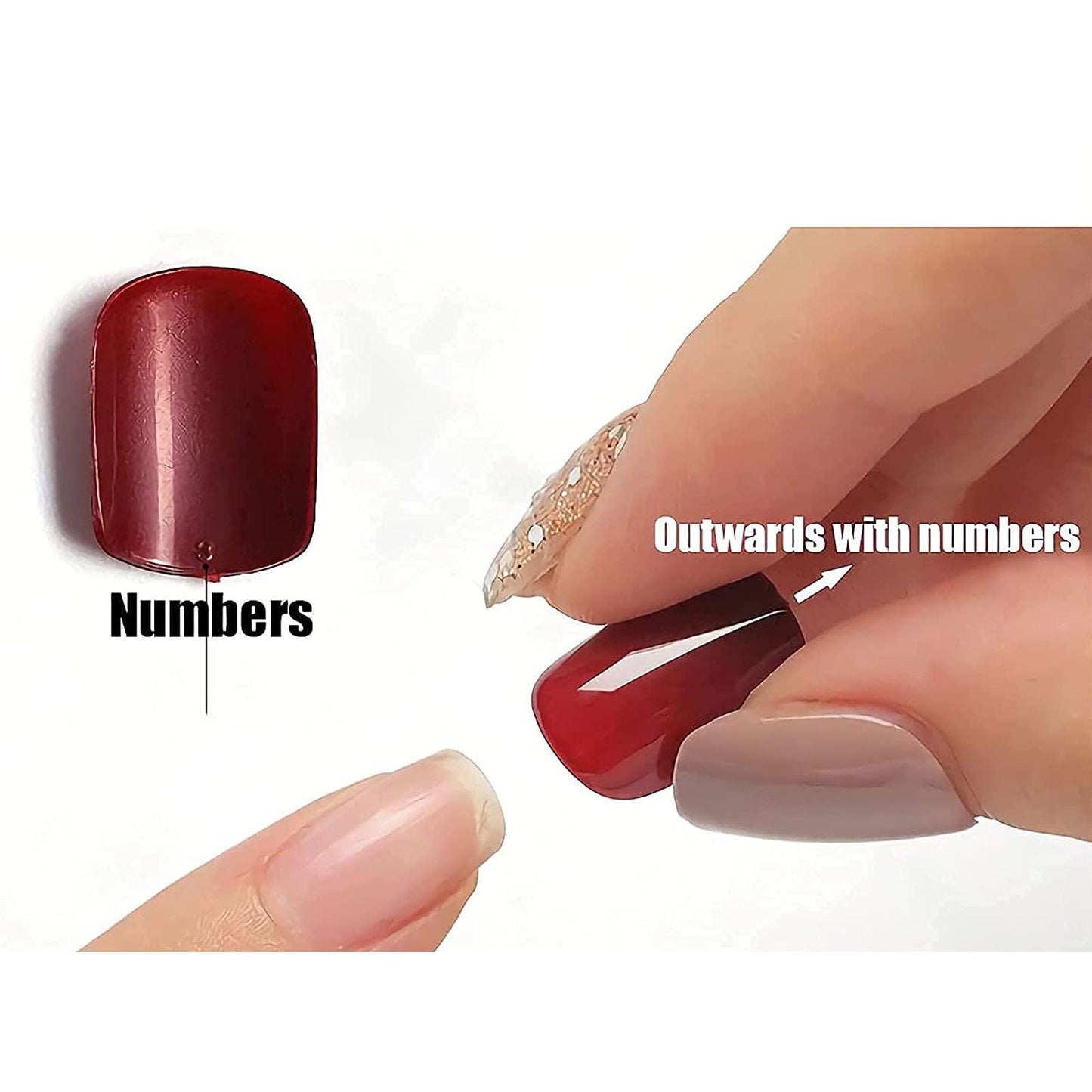 MISUD Press on Nails - Long Coffin Fake Nails with Pink, Acrylic Bling Glitter Design 24 pcs