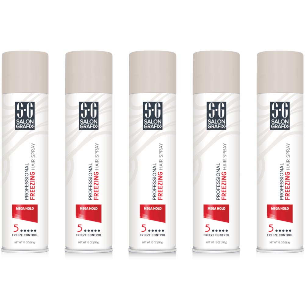 Salon Grafix Mega Hold Professional Freezing Hair Spray, 10 Ounces each (Value Pack of 5)