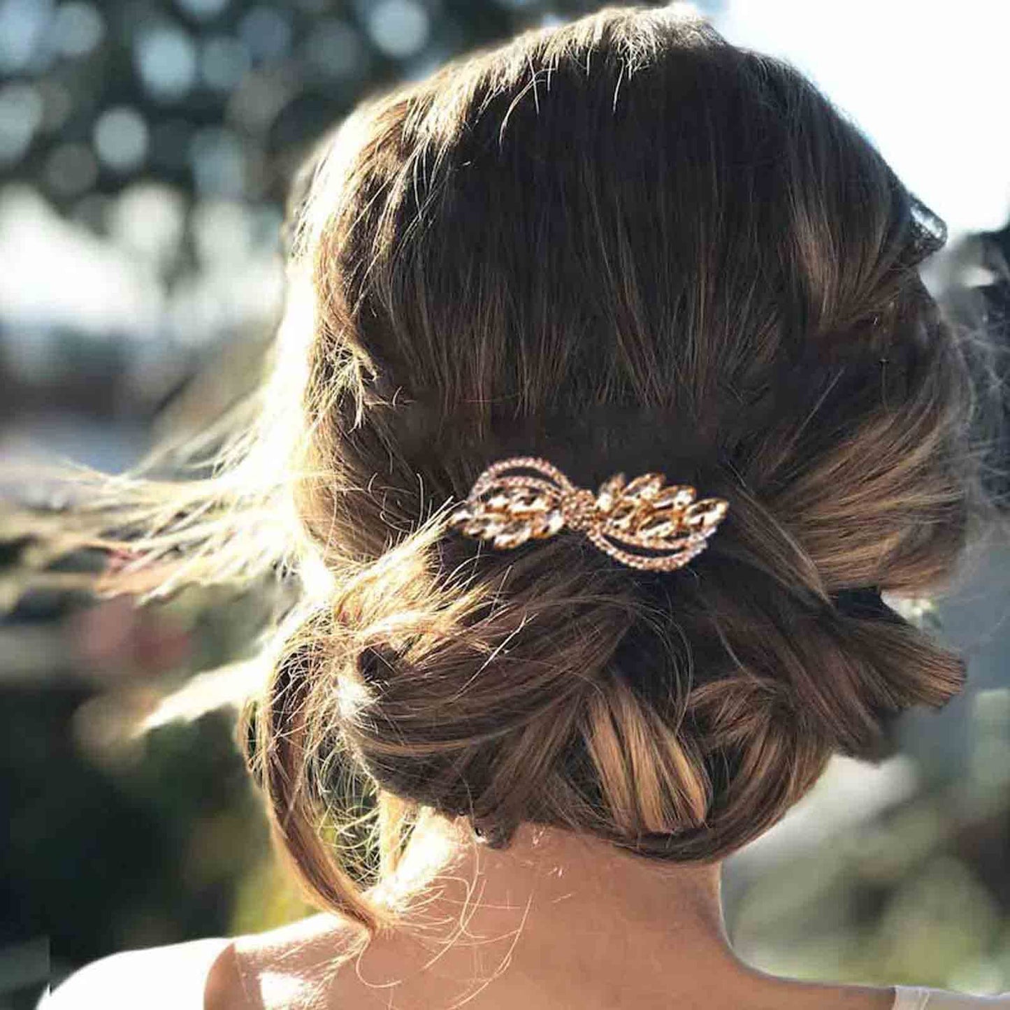 Yheakne Rhinestone Wedding Hair Clip Barrette Gold Crystal Hair Barrette Shine Bride Headpieces Decorative Headwear Crystal Hair Clip Comb Bridal Hair