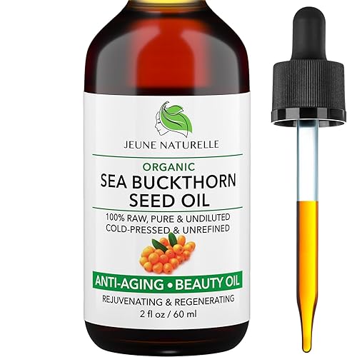 Jeune Naturelle Sea Buckthorn Oil Organic, From Fruit & Seeds, 100% Pure RAW Virgin Cold-Pressed Undiluted Unrefined, Fast Absorbing, Travel Size