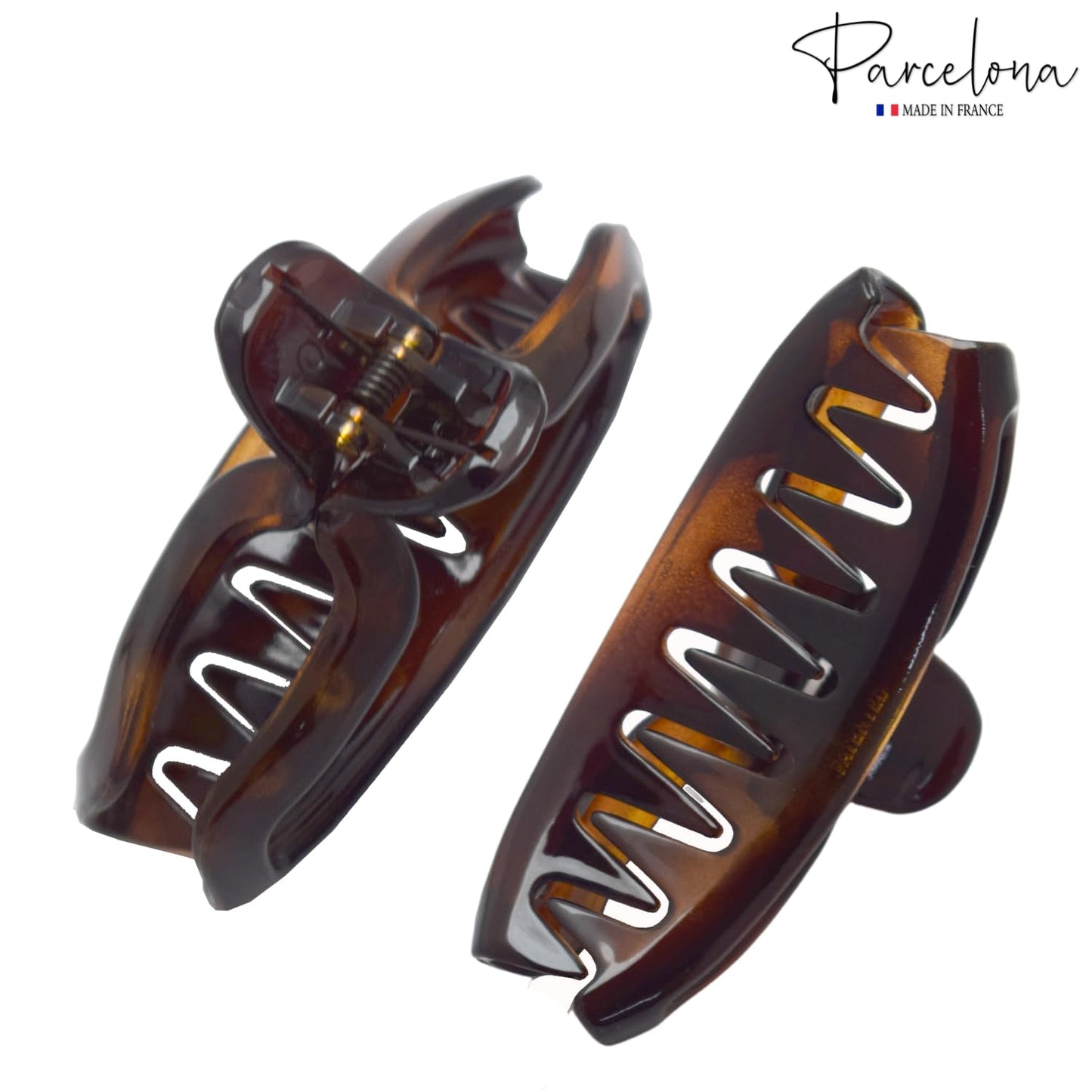 Parcelona French 4 Inch Large Tortoise Shell Flat Teeth Jaw Hair Claw Clip Clamp Clutcher