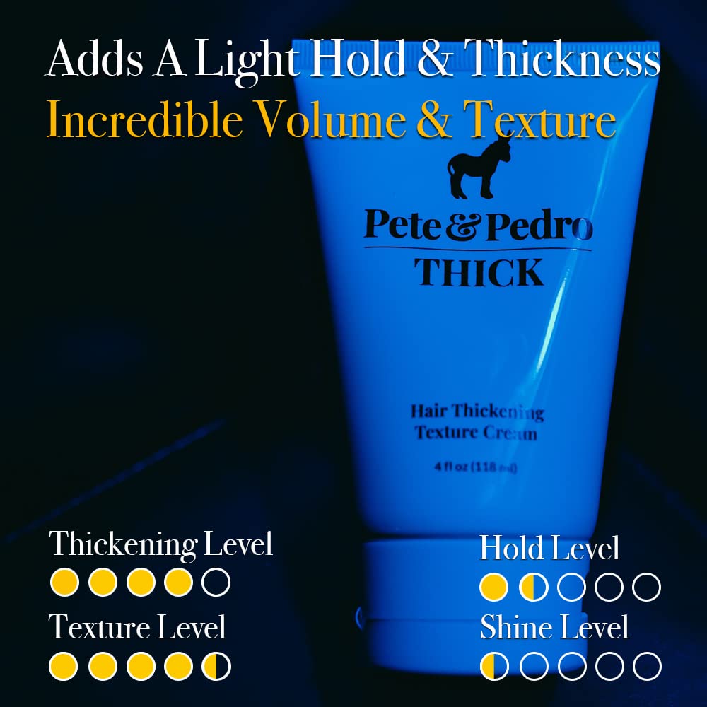 Pete & Pedro THICK Hair Cream - Light-Holding, Thickening & Texture Styling Cream | For Fine, Thin, & Thinning Hair, Men & Women | Adds Thickness