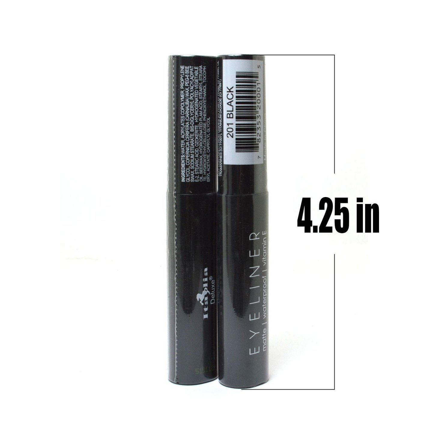 Italia-Deluxe Makeup 2pcs of Classic Liquid Eyeliner 201 Matte Black Eye Liner Vitamin E + ZipBag