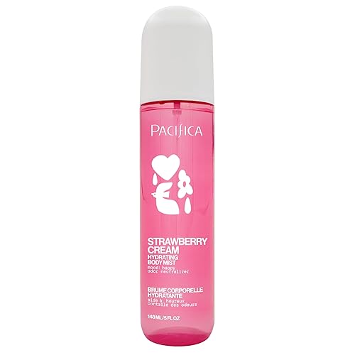 Pacifica Strawberry Cream Fruity Body Mist for Women - Sweet Strawberry Vanilla Cream Fragrance Spray, Hydrating, Odor Neutralizing, Vegan
