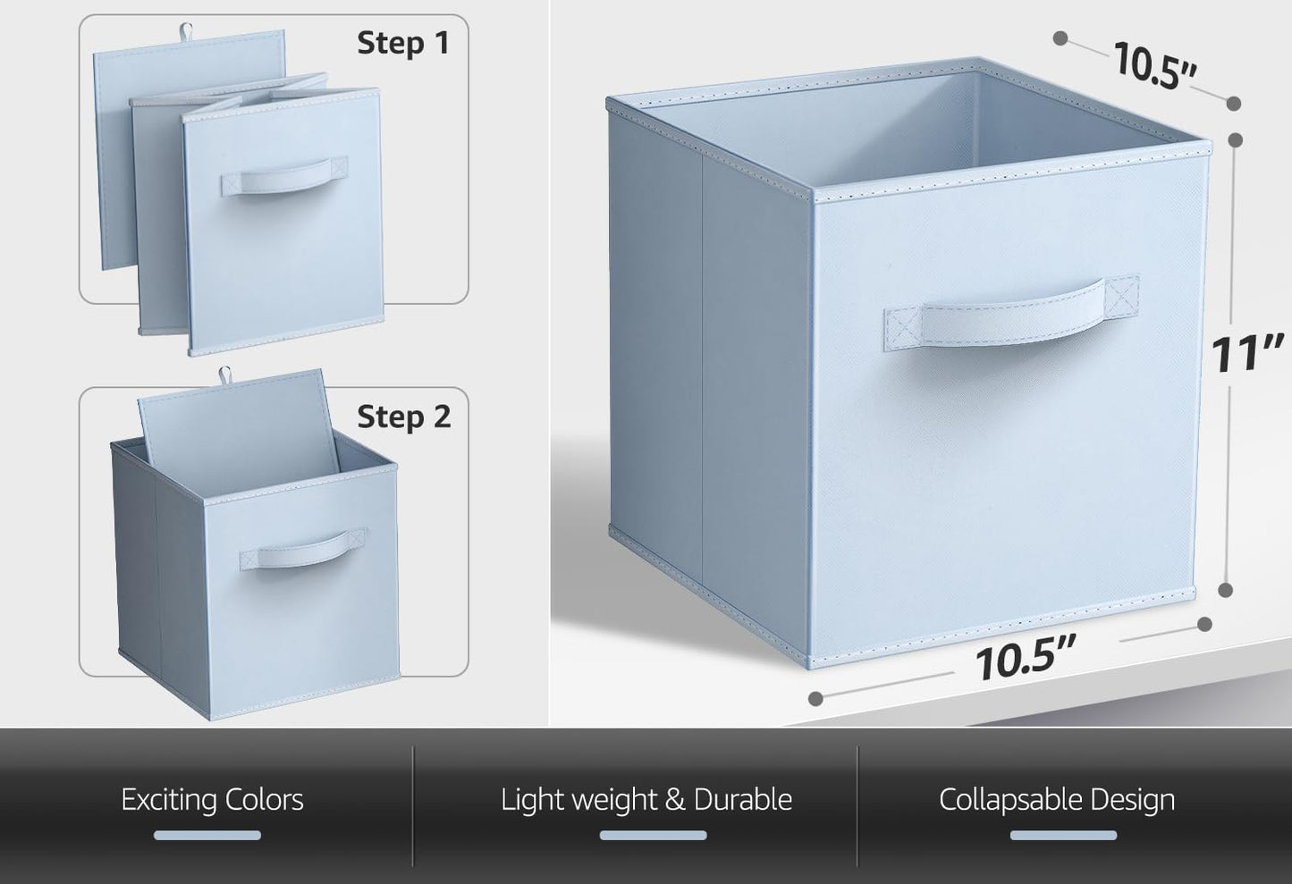 Sorbus Fabric Storage Cubes - 8 Foldable Storage Bins for Organizing Pantry, Cubbies, Toy Box - Clothes Storage & Closet Organizer - 11 Inch…