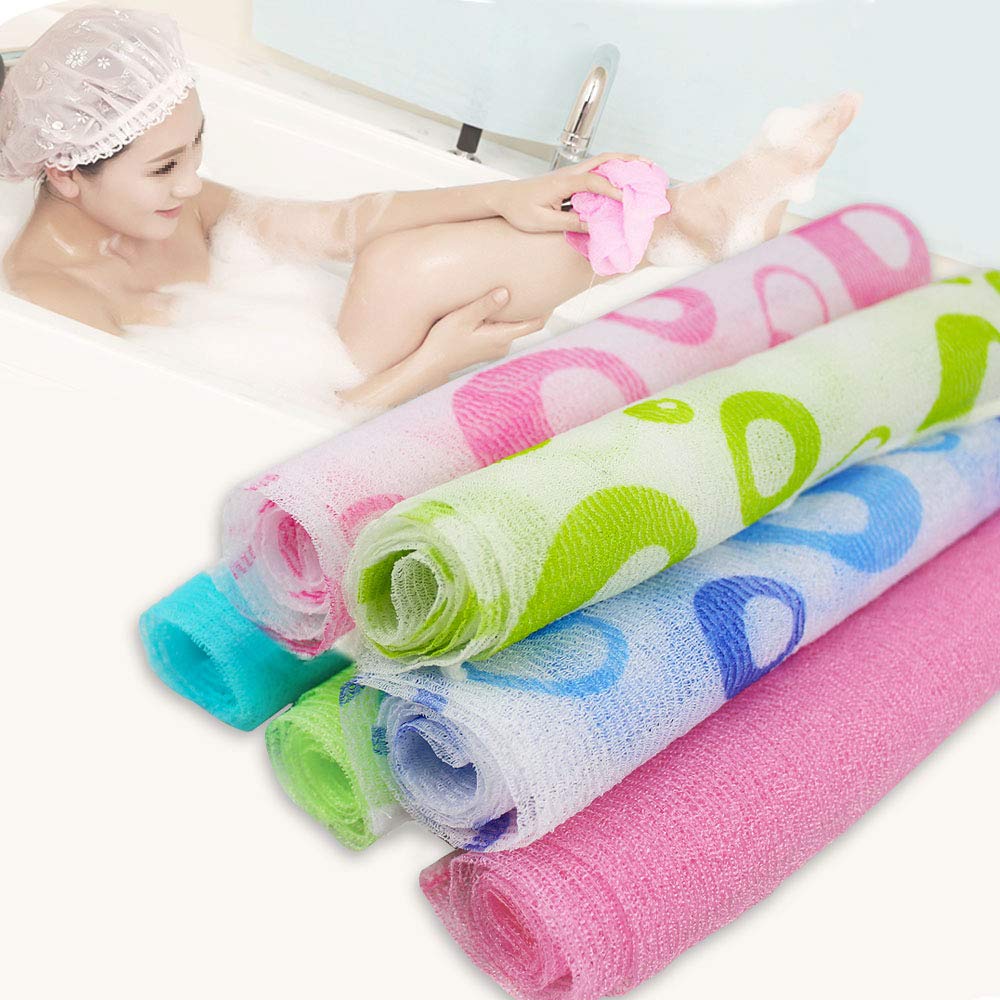Meetory 6 Pieces Exfoliating Nylon Bath Cloth Towel, 35 inches (90cm) Beauty Skin Bath Wash Cloth Towel Massage for Women and Men