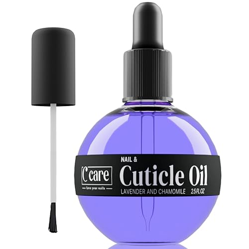 C CARE Cuticle Oil For Nails - Levender and chamomile Nail Oil - Moisturizes and Strengthens Nails and Cuticles - Dropper & Brush included - Large 2.5