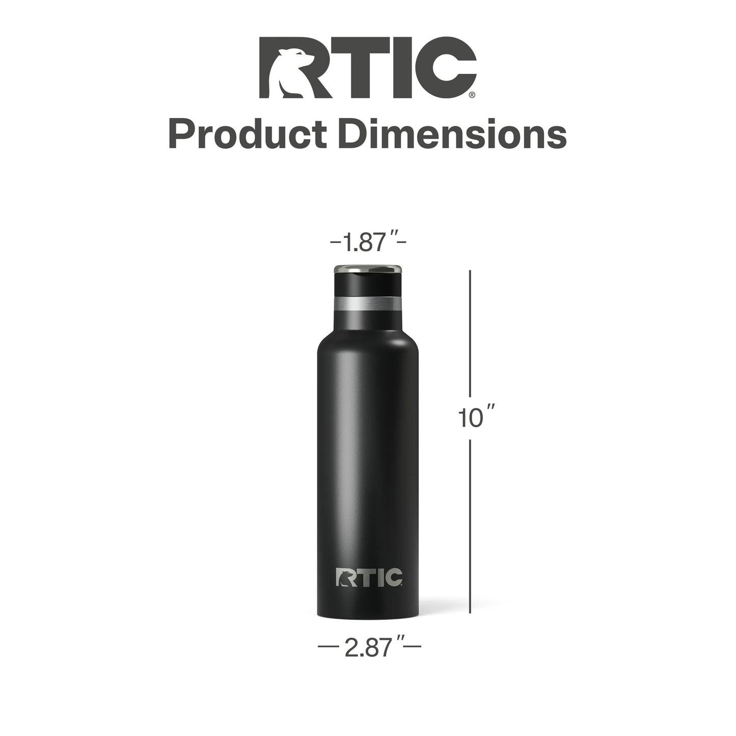 RTIC 20oz Journey Bottle Metal Ceramic Lined Stainless Steel Vacuum Insulated, BPA Free, Reusable, for Water, Hot and Cold Drinks, Travel, Sports