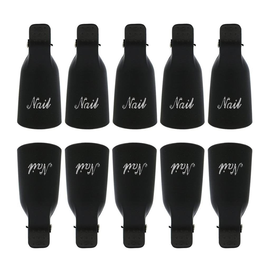 GOTD 10PC Plastic Nail Art Soak Off Cap Clip UV Gel Polish Remover Wrap Tool (Black 6) Beauty & Personal Care GOTD