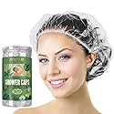 Aquior Shower Cap Disposable,100 PCS Bath Caps Large Thick Clear Waterproof Plastic Elastic Hair Bath Caps for Women Deep Conditioning Hair Care Hotel