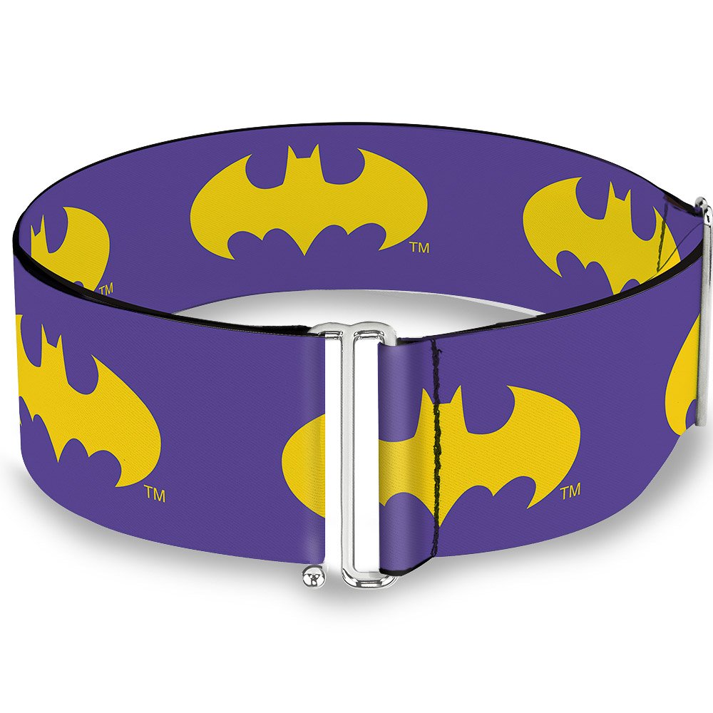 Buckle-Down Women's Cinch Belt Batman Signal Purple Yellow 23 to 42 Inch, Multicolor