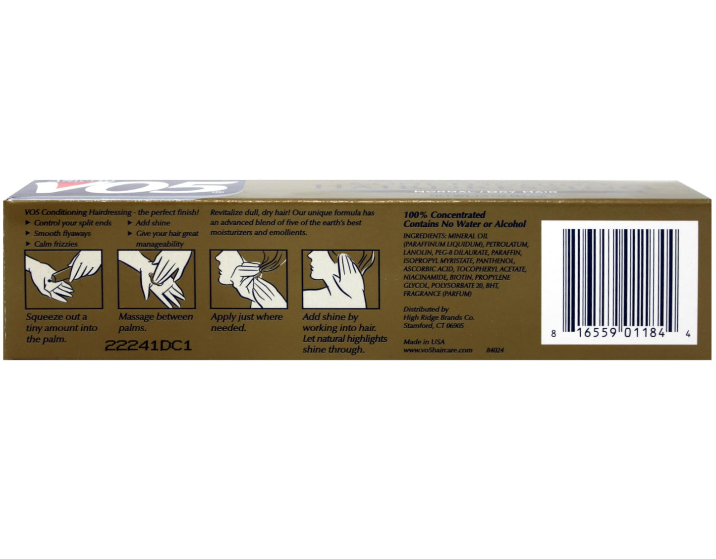 Alberto VO5 Conditioning Hairdressing, Normal/Dry Hair, 1.5 oz (42.5 g)