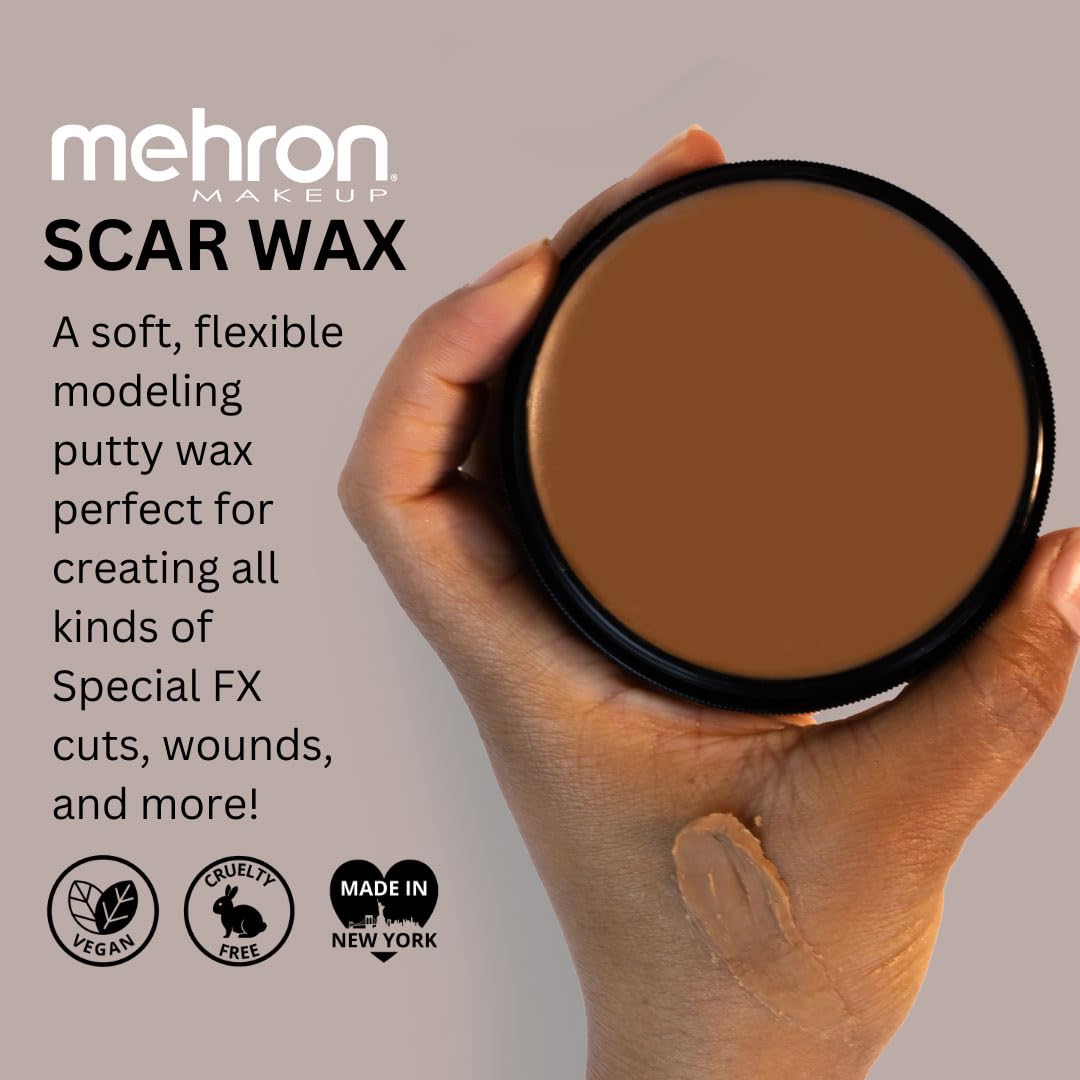 Mehron Scar Wax Special FX Modeling Putty | Moldable Soft Wax for Special FX | Made in the USA | SFX Makeup for Creating Fake Scars, Fake Wounds