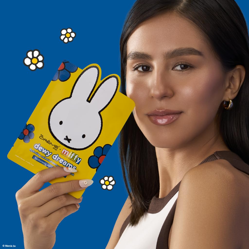The Crème Shop Miffy Dewy Dreams Hydrating Animated Essence Sheet Mask with Hyaluronic Acid, Hydrating Glass Skin, K-Beauty, Cruelty-Free, Safe