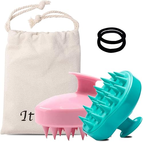 Ithyes Shampoo Brush Silicon Scalp Massager Hair Brush Wet Dry Comb Head Rubber Care Improve Blood Circulation for Men,Women Pets, Pack 2 Green