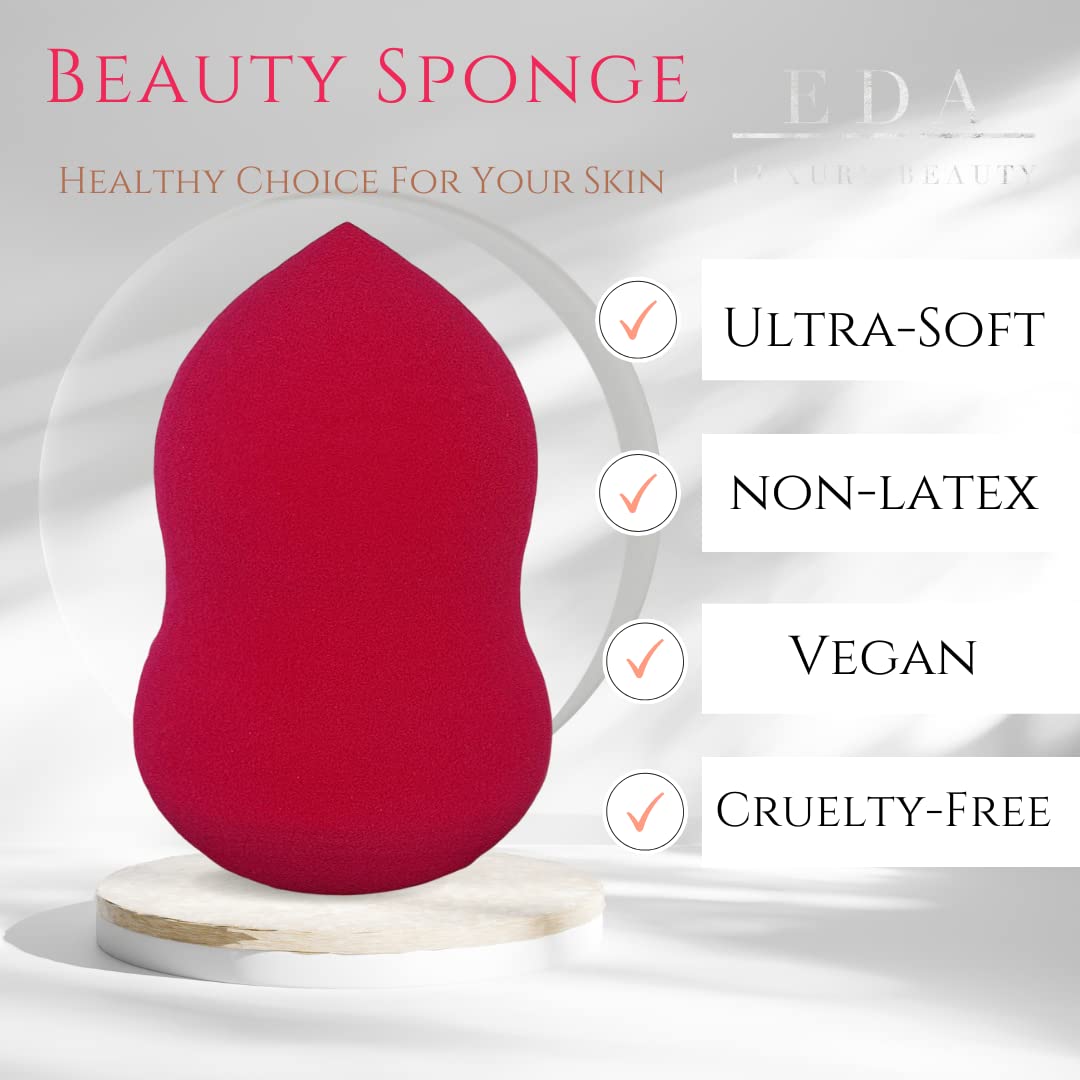 EDA LUXURY BEAUTY PINK Beauty Sponge - Super Soft & Smooth Makeup Sponge, Liquid, Foundation, Concealer, Cream, Powder Applicator - Gourd Shape Makeup