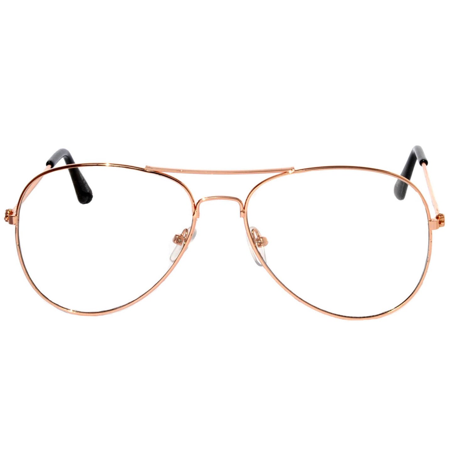 Aviator Clear Lens Gold Metal Sunglasses Men's Women's Non-Prescription OWL